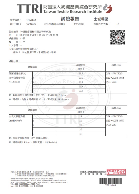 詠心成人 紡研所檢測報告